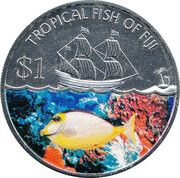 1 Dollar - Elizabeth II Albino yellow fish, Fiji, 2009 reverse image