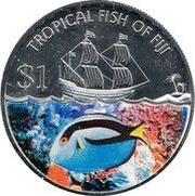 1 Dollar - Elizabeth II Damsel Fish, Fiji, 2009 reverse image