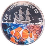 1 Dollar - Elizabeth II Percula Clownfish, Fiji, 2009 reverse image
