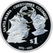1 Dollar - Elizabeth II Santa Maria, Christopher Columbus, Fiji, 2010 reverse image
