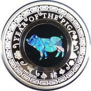1 Dollar - Elizabeth II 4th Portrait - Year of the Pig, Australia, 2019 reverse image