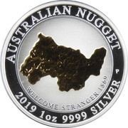 1 Dollar - Elizabeth II 6th Portrait - Welcome Stranger - Gilded, Australia, 2019 reverse image