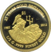 1 Dollar - Elizabeth II "Britannia" Gold Bullion, Fiji, 2012 reverse image