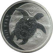 1 Dollar "Taku Turtle" Silver Bullion, Fiji, 2013 reverse image