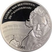 1 Dollar Ludwig Van Beethoven, Fiji, 2020 reverse image