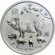 1 Dollar - Elizabeth II 4th Portrait - Year of the Pig, Australia, 2019 reverse image