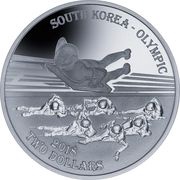 2 Dollars South Korea, Ice sports, Fiji, 2017 reverse image