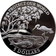 5 Dollars - Elizabeth II Protect Our World, Fiji, 1993 reverse image