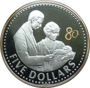 5 Dollars - Elizabeth II King George VI with the Queen Mother and baby Princess Elizabeth, Fiji, 2006 reverse image