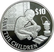 10 Dollars Save the Children Fund, Fiji, 1991 reverse image