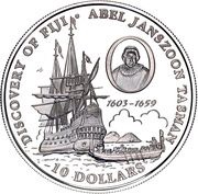 10 Dollars - Elizabeth II Abel Janszoon Tasman, Fiji, 1993 reverse image