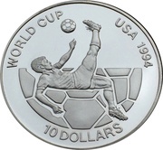 10 Dollars - Elizabeth II World Cup Soccer, Fiji, 1993 reverse image