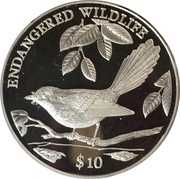 10 Dollars - Elizabeth II Endangered Wildlife, Fiji, 1995 reverse image