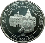 10 Dollars - Elizabeth II Move to Buckingham Palace 1937, Fiji, 1995 reverse image