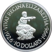 10 Dollars - Elizabeth II Tribal Dancer, Fiji, 1996 reverse image