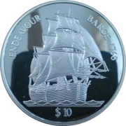10 Dollars - Elizabeth II HM Barge Endeavour, Fiji, 1998 reverse image