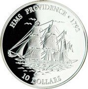 10 Dollars - Elizabeth II HMS Providence, Fiji, 2001 reverse image