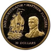 10 Dollars - Elizabeth II HMS Investigator - Matthew Flinders, Fiji, 2002 reverse image