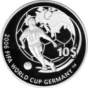 10 Dollars - Elizabeth II FIFA World Cup, Fiji, 2006 reverse image