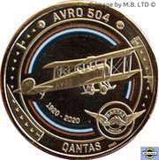 1 Dollar - Elizabeth II 6th Portrait - QANTAS 03 - Outback Pioneer - Avro 504, Australia, 2020 reverse image