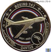 1 Dollar - Elizabeth II 6th Portrait - QANTAS 08 - The Seven Four Seventies - Boeing 747, Australia, 2020 reverse image