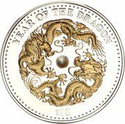 10 Dollars - Elizabeth II Year of the Dragon, Fiji, 2012 reverse image