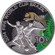 10 Dollars - Elizabeth II 2014 FIFA World Cup Brazil, Fiji, 2012 reverse image