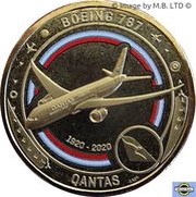1 Dollar - Elizabeth II 6th Portrait - QANTAS 11 - Flying to the Future - Boeing 787, Australia, 2020 reverse image