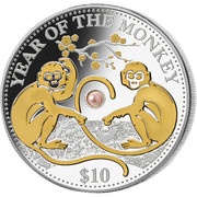 10 Dollars Year of the Monkey, Fiji, 2016 reverse image