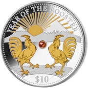 10 Dollars Year of the Rooster, Fiji, 2017 reverse image