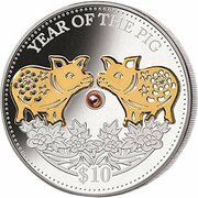 10 Dollars Year of the Pig obverse image