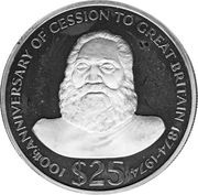 25 Dollars - Elizabeth II Cession to Great Britain, Fiji, 1974 reverse image