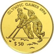 50 Dollars - Elizabeth II XXVI Summer Olympic Games 1996 Atlanta - Hockey, Fiji, 1996 reverse image