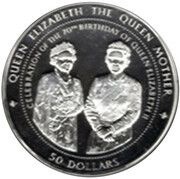 50 Dollars - Elizabeth II 70th Birthday of Queen Elizabeth II, Fiji, 1996 reverse image