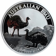 1 Dollar - Elizabeth II 6th Portrait - Australian Emu - Silver Bullion Coin, Australia, 2020 reverse image
