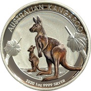 1 Dollar - Elizabeth II 6th Portrait - Kangaroo - Silver Proof Coloured - High Relief, Australia, 2020 reverse image