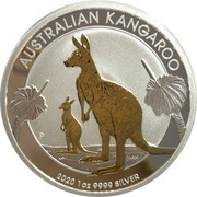 1 Dollar - Elizabeth II 6th Portrait - Australia Gilded Kangaroo, Australia, 2020 reverse image