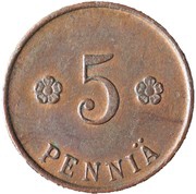 5 Pennia Civil War Coinage reverse image