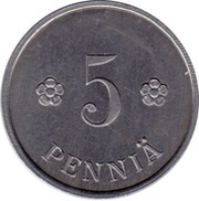 5 Pennia trial strike, Finland, 1918 reverse image