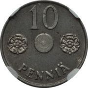 10 Pennia Pattern, Finland, 1941 reverse image