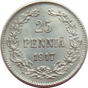 25 Pennia Civil War Coinage; without crown reverse image