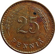 25 Pennia, Finland, 1940-1943 reverse image