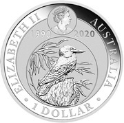 1 Dollar - Elizabeth II 6th Portrait - Kookaburra 30th Anniversary - Coloured obverse image