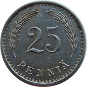 25 Pennia, Finland, 1943-1945 reverse image