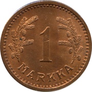 1 Markka, Finland, 1940-1951 reverse image