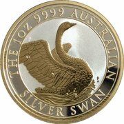1 Dollar - Elizabeth II 6th Portrait - Australian Silver Swan; Gilded, Australia, 2020 reverse image