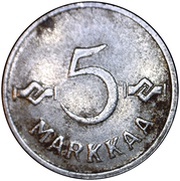 5 Markkaa, Finland, 1952-1953 reverse image
