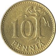 10 Pennia, Finland, 1963-1982 reverse image