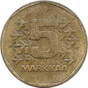 5 Markkaa, Finland, 1972-1978 reverse image