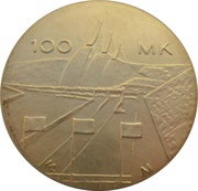 100 Markkaa Nordic World Ski Championships, Finland, 1989 reverse image